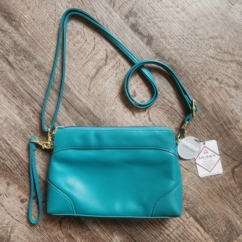 Mundi NWT Vegan Antimicrobial RFID Teal Purse - Picture 2 of 6